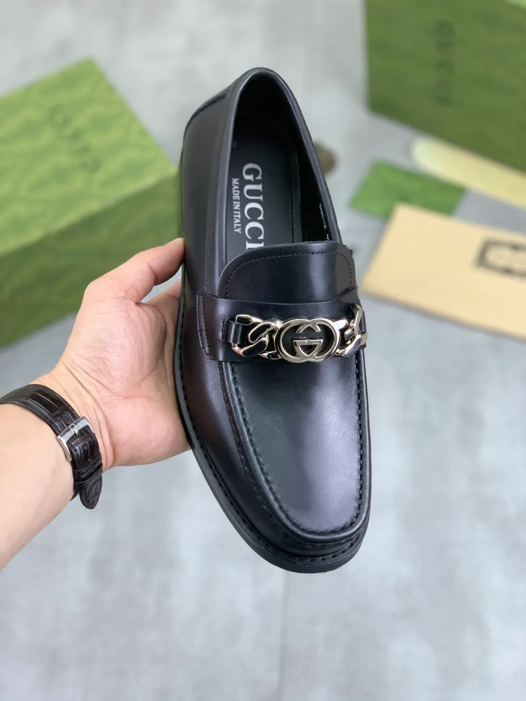 Men's men's shoes 💰P480 [New style] Water-dyed cowhide 💰💎💎💎 [Gucci] GUCCI high-end men's formal business leather shoes, original order 1:1 authentic goods! Original imported high-end open-edge beaded calfskin, original metal buckle, imported first-layer cowhide lining for feet, original outsole, men's shoe size: 38-45, 4️⃣ colors available